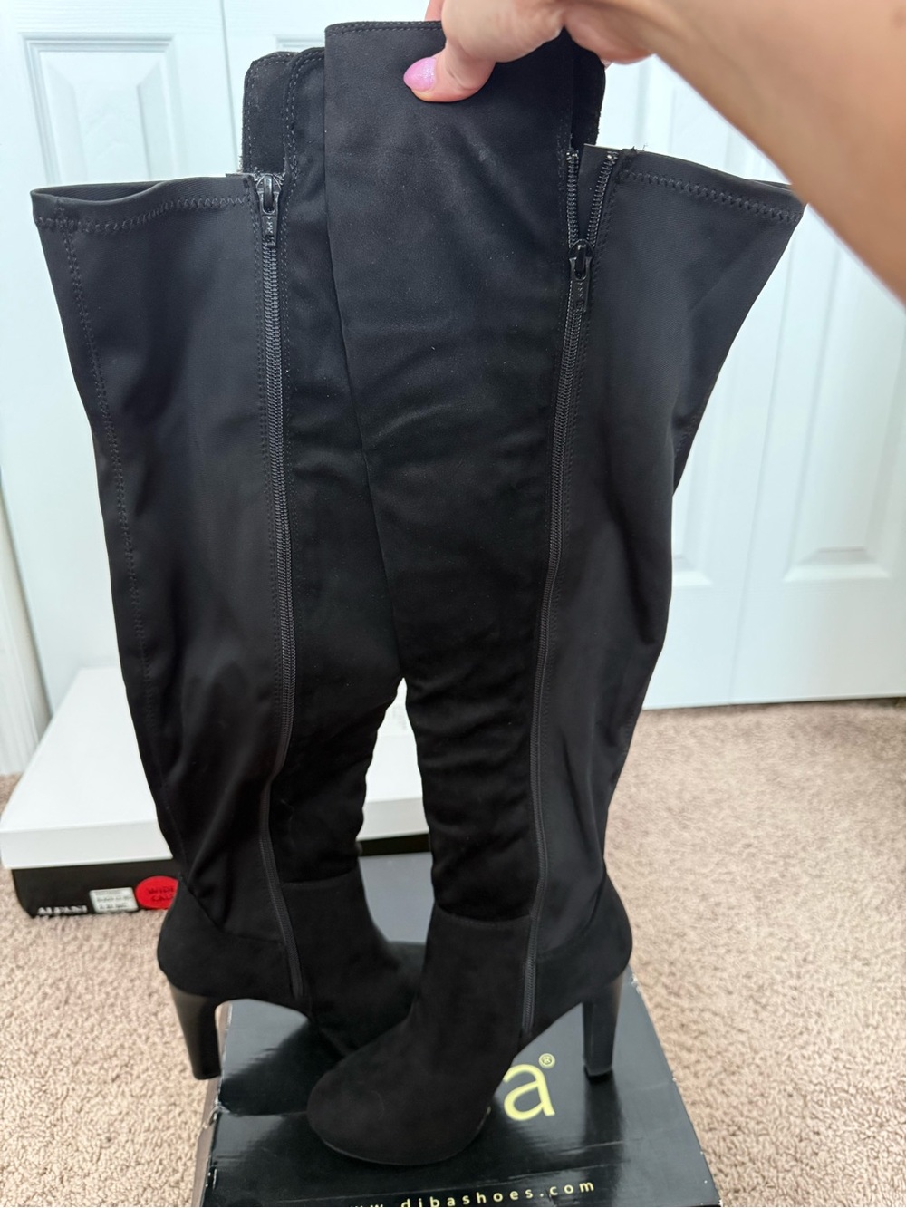 Diva Black Over-The-Knee Heeled Boots